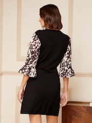 Love & Roses Black Woven Sleeve Knitted Mini Dress - Image 3 of 4