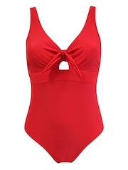 Pour Moi Red Underwired Bow Front Control Swimsuit - Image 4 of 5
