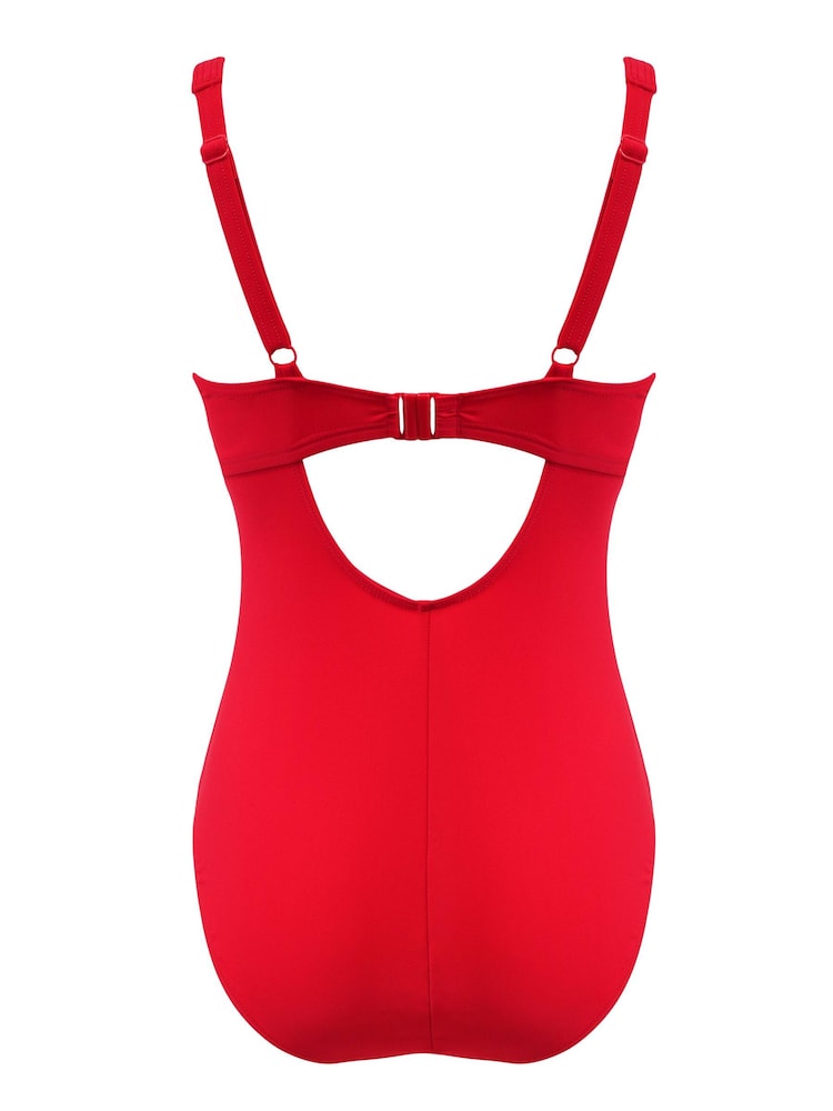 Pour Moi Red Underwired Bow Front Control Swimsuit - Image 5 of 5 Pour Moi Red Underwired Bow Front Control Swimsuit - Image 5 of 5