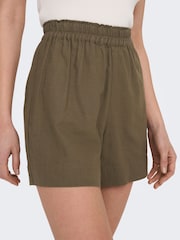 ONLY Brown Linen Blend Shorts - Image 1 of 5
