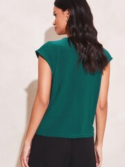 Lipsy Teal Twist Front V Neck Short Sleeve Jersey Top - Image 2 of 4