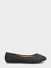 Yours Curve Black Extra-Wide Fit Diamante Ballerina Shoes - Image 2 of 5