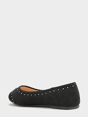 Yours Curve Black Extra-Wide Fit Diamante Ballerina Shoes - Image 4 of 5