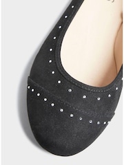 Yours Curve Black Extra-Wide Fit Diamante Ballerina Shoes - Image 5 of 5