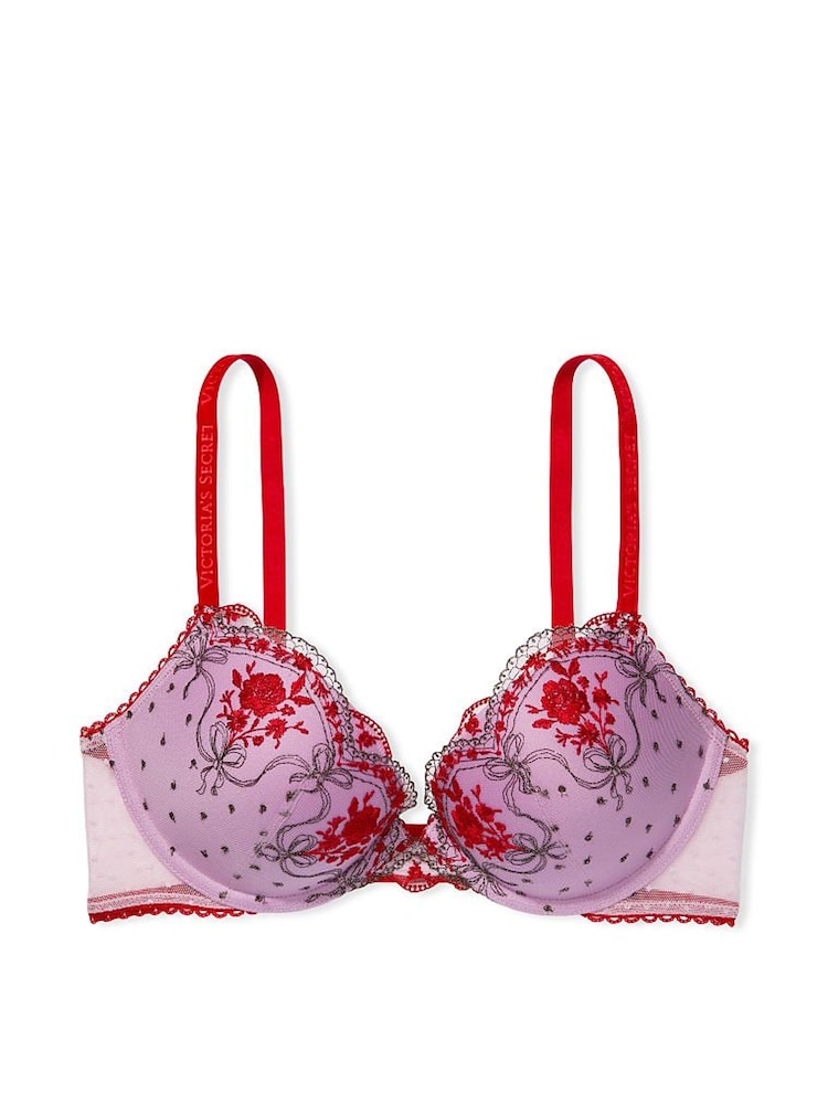Victoria's Secret Lipstick Red Rosebud Dot PushUp Bra - Image 1 of 2