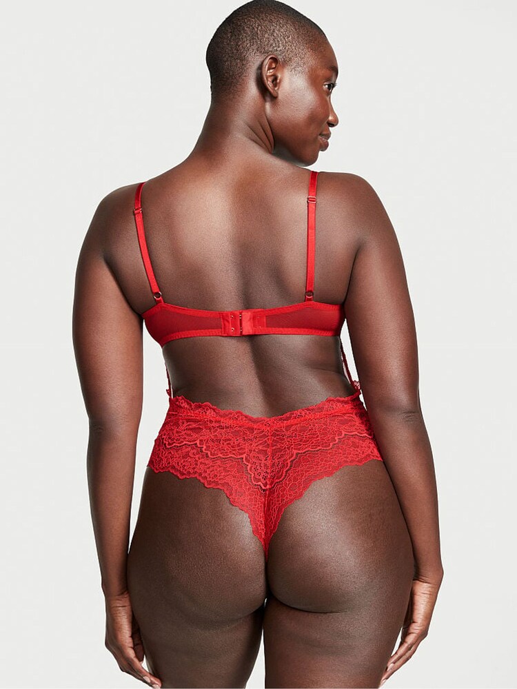 Victoria's Secret Lipstick Red Lace Unlined Balcony Bodysuit - Image 2 of 3
