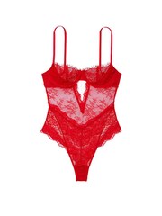 Victoria's Secret Lipstick Red Lace Unlined Balcony Bodysuit - Image 3 of 3