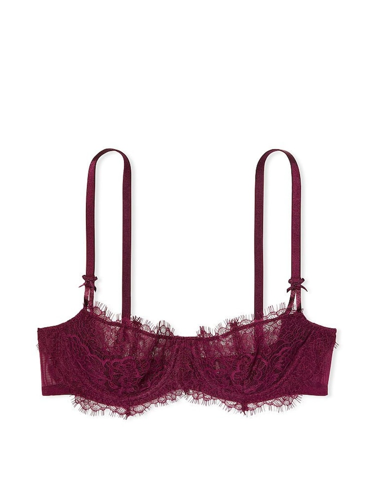 Victoria's Secret Burgundy Purple Lace Unlined Balcony Bra - Image 3 of 3