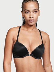 Victoria's Secret Black Lace Trim Front Fastening Push Up Bra - Image 1 of 3