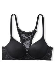 Victoria's Secret Black Lace Trim Front Fastening Push Up Bra - Image 3 of 3