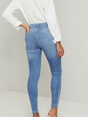 Lipsy Blue Mid Rise Stretch Skinny Jeans - Image 1 of 4