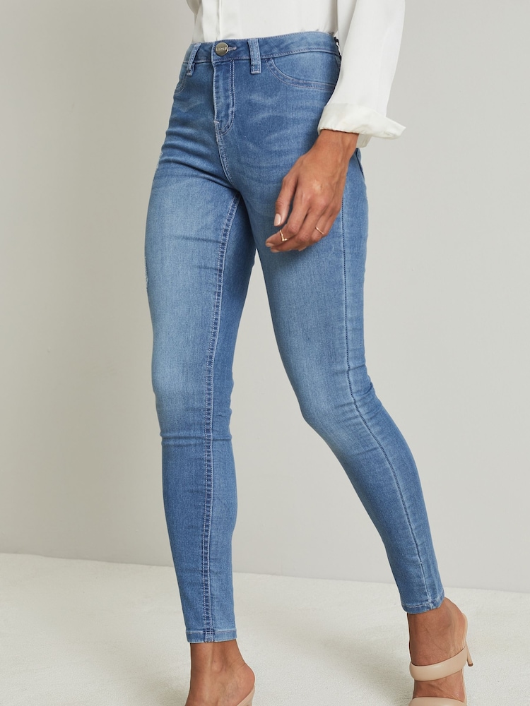 Bleu - Lipsy Jean skinny stretch taille mi-haute - Image 3 of 4