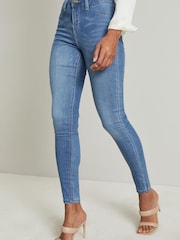 Lipsy Blue Mid Rise Stretch Skinny Jeans - Image 4 of 4