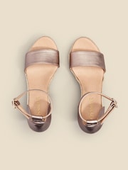 Sosandar Gold Leather High Wedge Ankle Strap Espadrille Sandal - Image 5 of 5