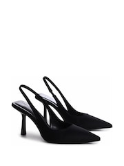 Linzi Black Fling Sling Back Court Style Heel Sandals - Image 3 of 4