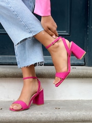 Linzi Pink Tara Barely There Block Heeled Sandal With Ankle Strap - Image 1 of 4