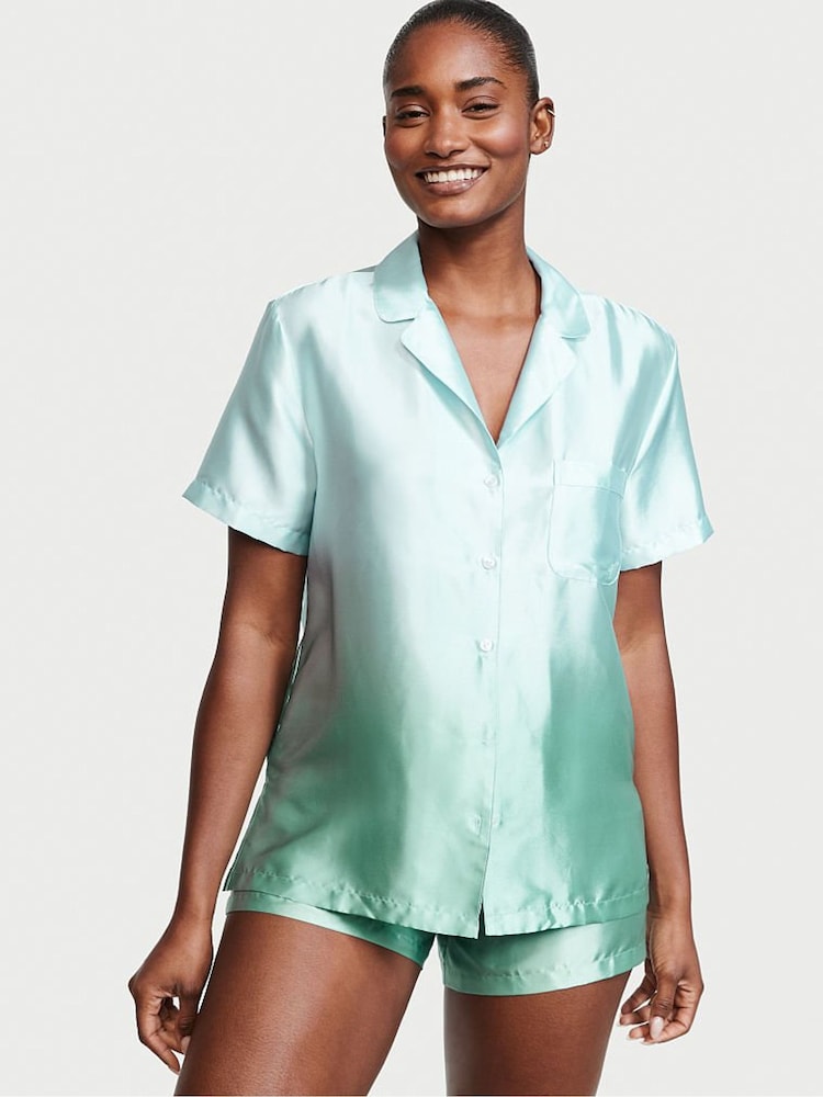 Victoria's Secret Aloe Green Ombre Satin Short Pyjamas - Image 1 of 4