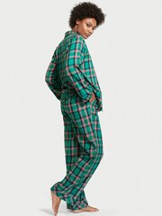 Victoria's Secret Teal Blue and Pink Shine Plaid Flannel Long Pyjamas - Image 2 of 4