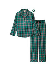 Victoria's Secret Teal Blue and Pink Shine Plaid Flannel Long Pyjamas - Image 3 of 4