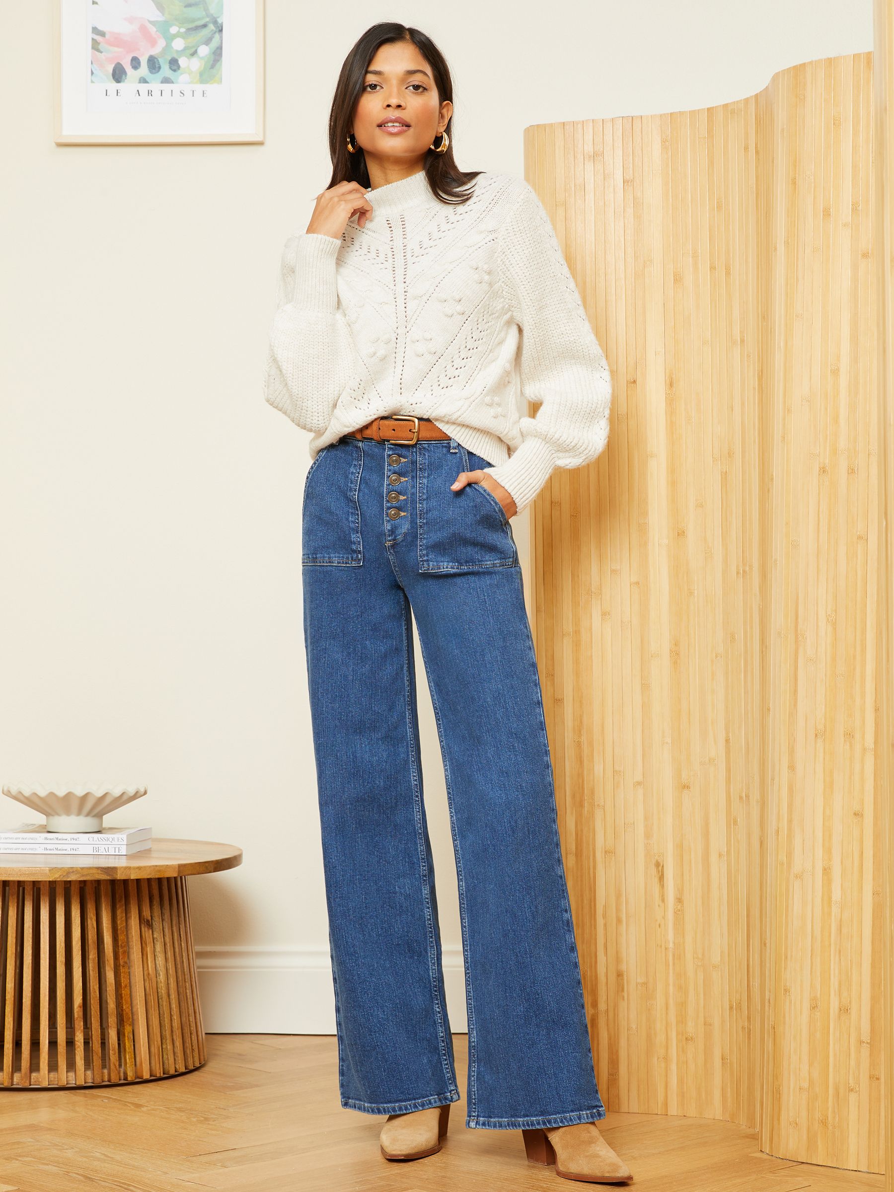 Pom sleeve sweater top