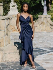 Lipsy Navy Wrap Ruffle Midi Dress - Image 4 of 4