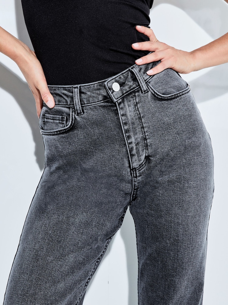 Lipsy Dark Grey High Waist Straight Leg Jeans - Image 3 of 4