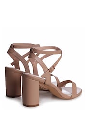 Linzi Nude Annessa Block Heeled Sandal With Cross Over Ankle Strap - Image 4 of 4