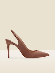 Sosandar Brown Suede Slingback Court Shoe - Image 4 of 5