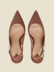 Sosandar Brown Suede Slingback Court Shoe - Image 5 of 5