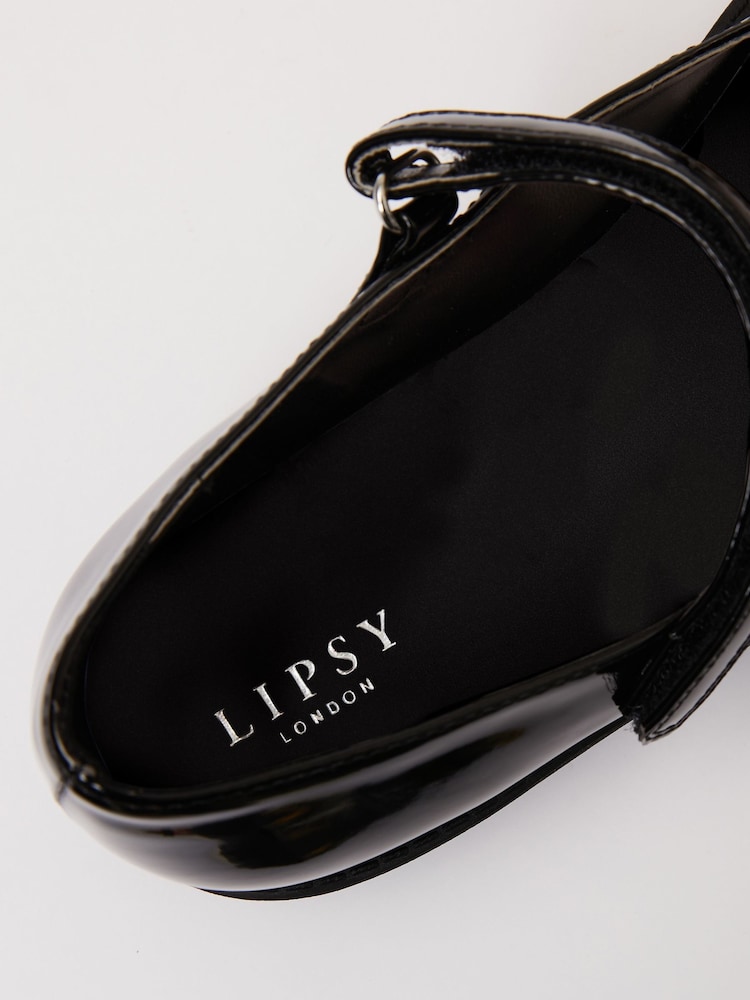 Lipsy Black Patent Cat Mary Jane Flat School Shoe - Image 4 of 4