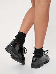 Lipsy Black Standard Fit Chunky Lace Up Brogue School Shoe - Image 3 of 5
