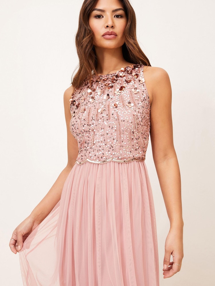 Lipsy Nude Natalie Hand Embellished Bridesmaid Maxi Dress - Image 3 of 3