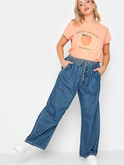 Mittelblau - Yours Curve Pull-on-Jeans mit weitem Bein - Bild 2 von 4
