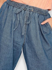 Mittelblau - Yours Curve Pull-on-Jeans mit weitem Bein - Bild 3 von 4