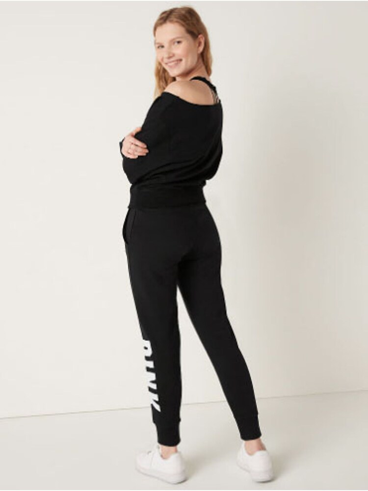 Victoria's Secret PINK Pure Black Fleece Lounge Jogger - Image 2 of 5