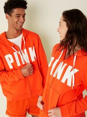 Victoria's Secret PINK Bright Tomato Classic Logo Everyday Lounge Perfect FullZip Jacket - Image 1 of 3