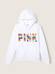 Victoria's Secret PINK Optic White Pride Classic Logo Everyday Lounge Perfect FullZip - Image 2 of 3
