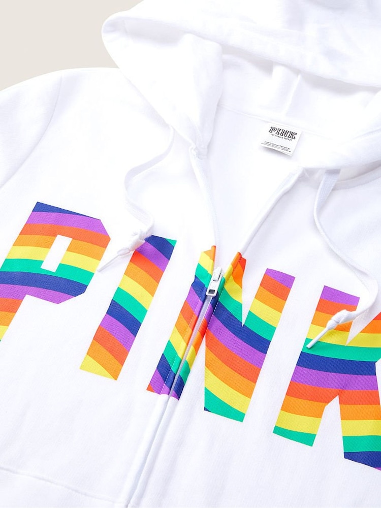 Victoria's Secret PINK Optic White Pride Classic Logo Everyday Lounge Perfect FullZip - Image 3 of 3 Victoria's Secret PINK Optic White Pride Classic Logo Everyday Lounge Perfect FullZip - Image 3 of 3