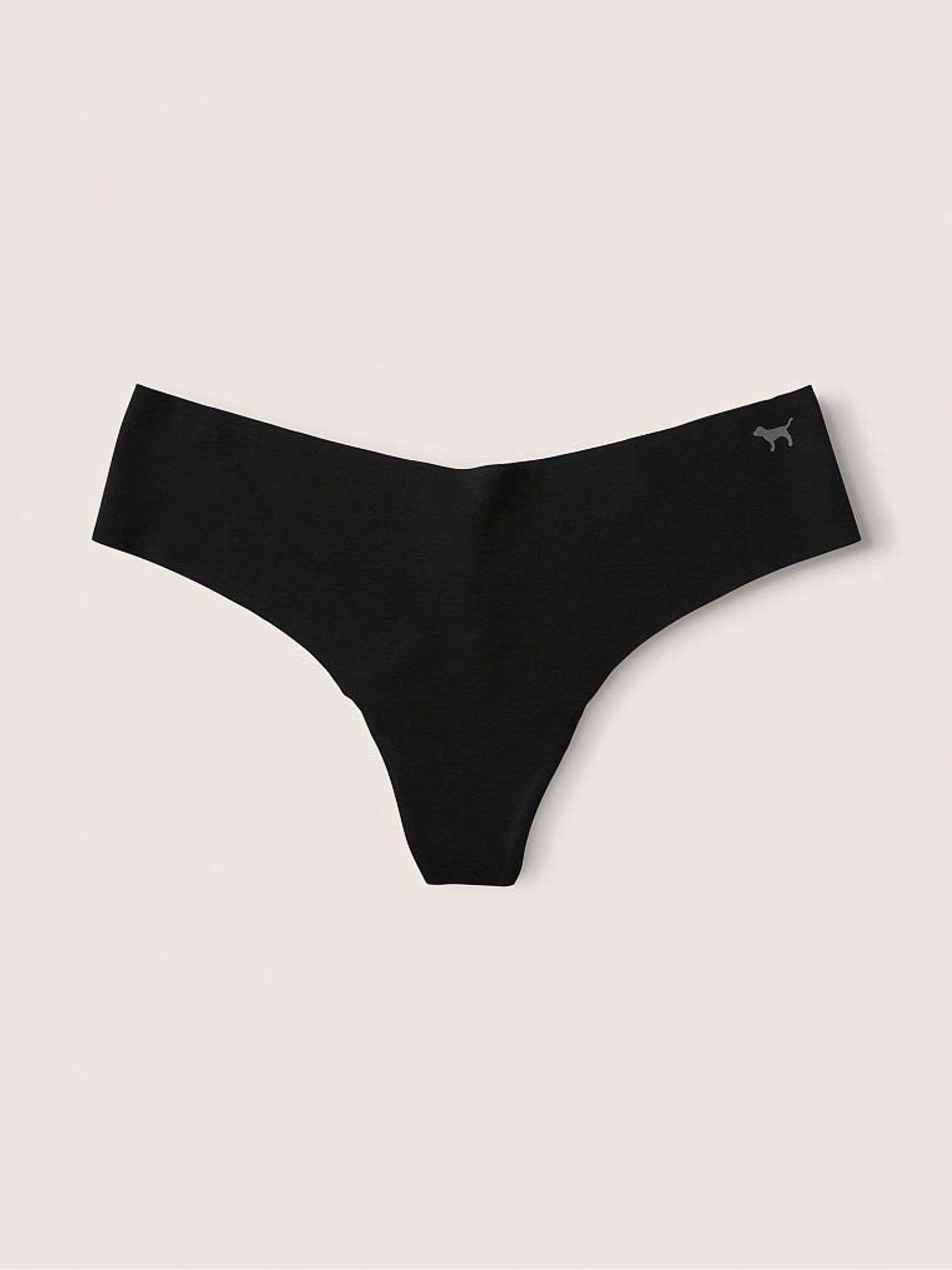 Victoria's Secret PINK Pure Black Thong Smooth No Show Knickers