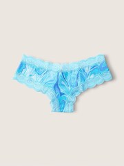 Victoria's Secret PINK Blue Breeze Marble Blue Lace Trim Cheeky Knickers - Image 1 of 2