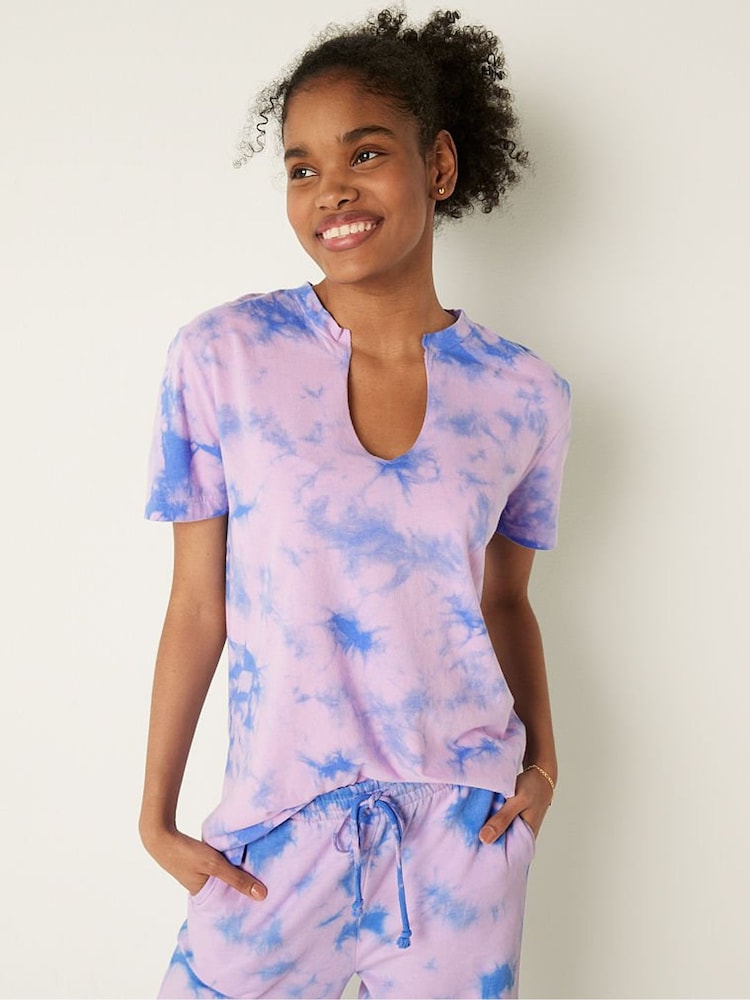 Victoria's Secret PINK Campus Short Sleeve Notch Neck Tee - Image 1 of 4
