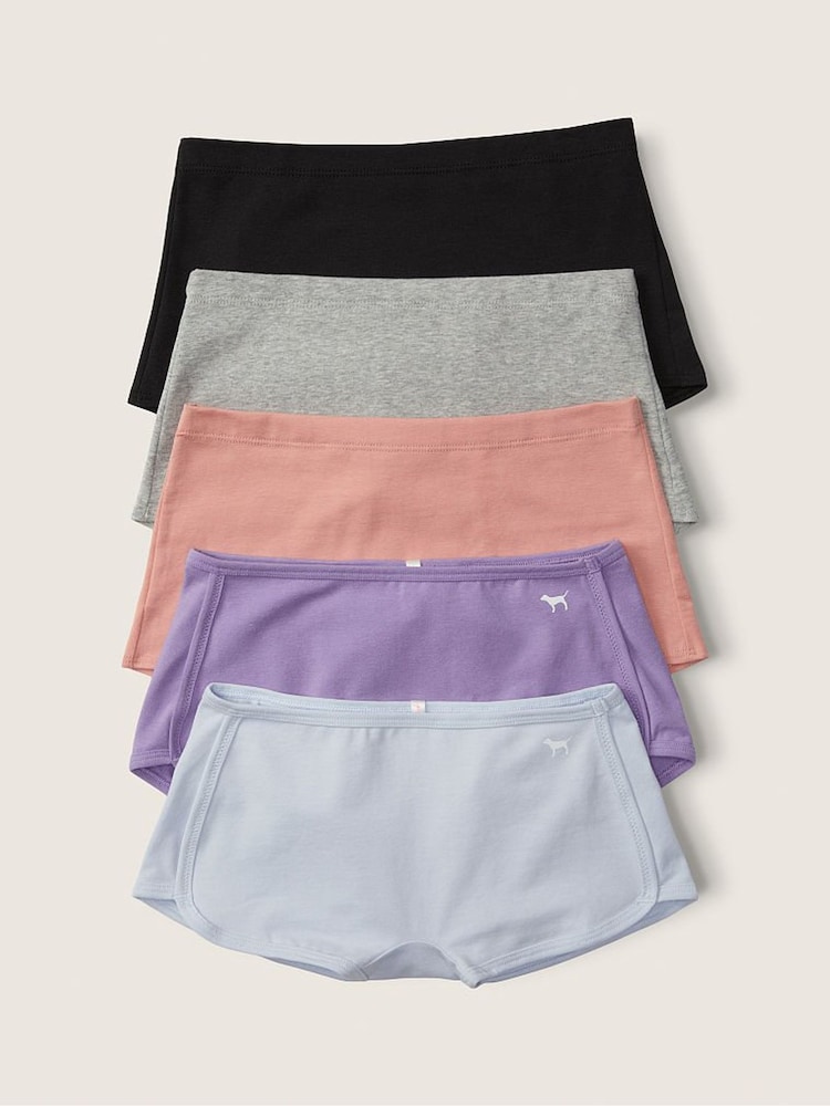 Victoria's Secret PINK Basic Black Cotton Multipack Short Knickers - Image 1 of 1