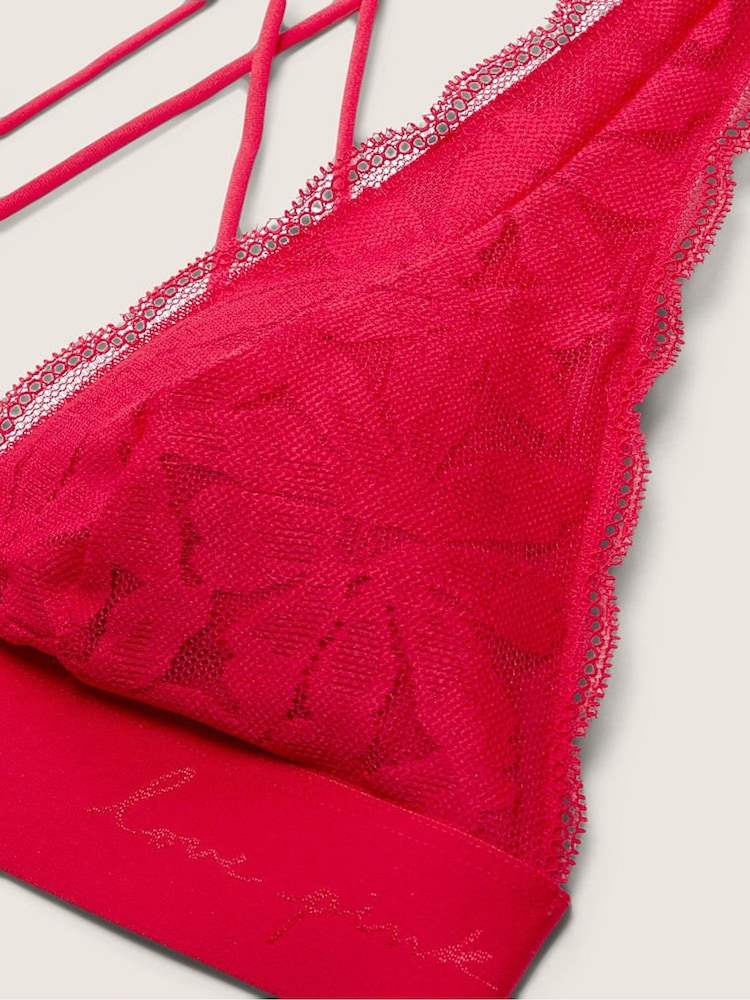 Victoria's Secret PINK Red Pepper Lace Strappy Back Halterneck Bralette - Image 4 of 4