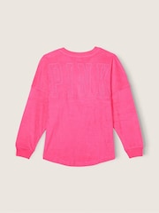 Victoria's Secret PINK Capri Pink Varsity Terry V Neck Sweatshirt - Image 4 of 5