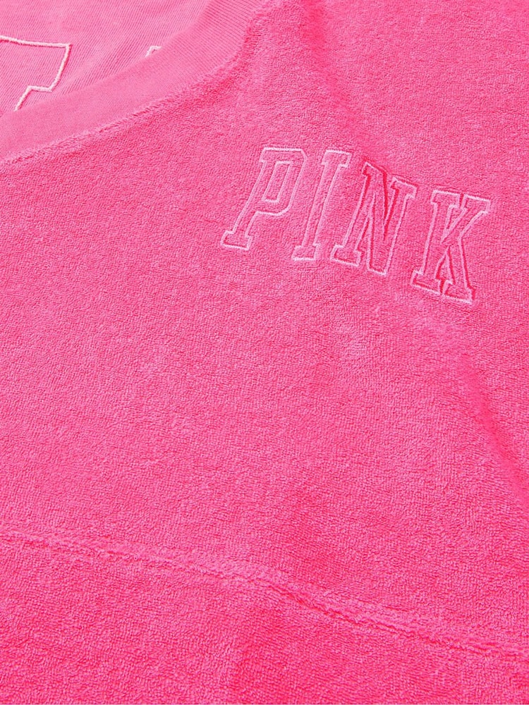 Victoria's Secret PINK Capri Pink Varsity Terry V Neck Sweatshirt - Image 5 of 5 Victoria's Secret PINK Capri Pink Varsity Terry V Neck Sweatshirt - Image 5 of 5