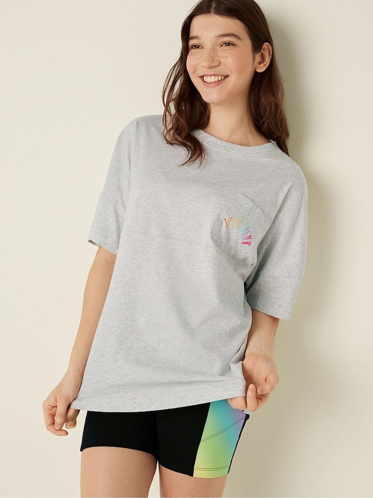 Victoria's Secret PINK Varsity Short Sleeve Crew Pocket Tee - Image 1 of 5 Victoria's Secret PINK Varsity Short Sleeve Crew Pocket Tee - Image 1 of 5