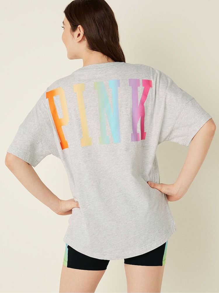 Victoria's Secret PINK Varsity Short Sleeve Crew Pocket Tee - Image 2 of 5 Victoria's Secret PINK Varsity Short Sleeve Crew Pocket Tee - Image 2 of 5