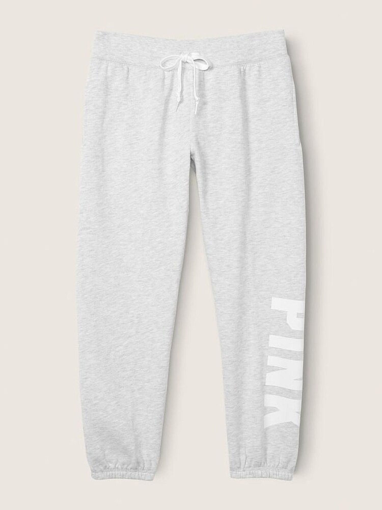 Victoria's Secret PINK Heather Stone Grey Logo Full Length Lounge Jogger - Image 1 of 2