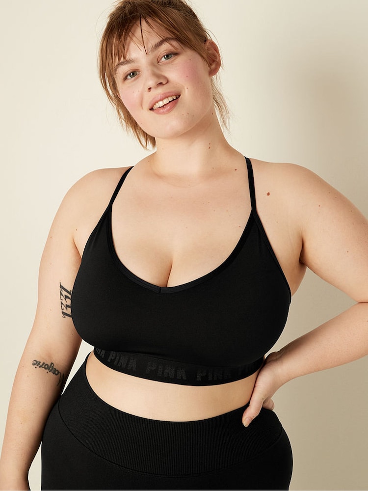 Victoria's Secret PINK Black Lightly Lined Low Impact Sports Bra - Image 1 of 4