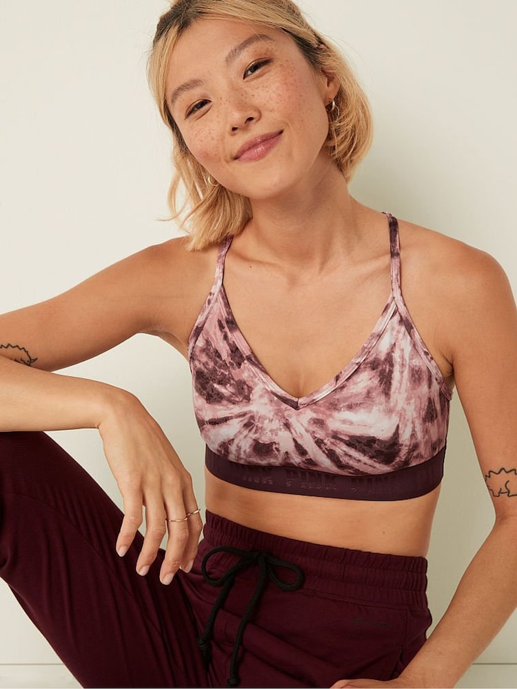 Victoria's Secret PINK Tie Dye Sheer Pink Lightly Lined Low Impact Sports Bra - Image 1 of 4 Victoria's Secret PINK Tie Dye Sheer Pink Lightly Lined Low Impact Sports Bra - Image 1 of 4